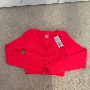 Women's V-Neck Ruched coral Top